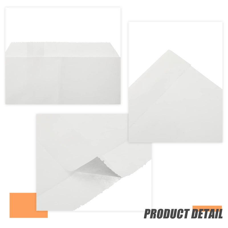 Epakh 500 Pcs Grease Resistant Paper Treat Bags 5. 12 x 7. 09 Inches Paper Cookie Sleeves Bags Glassine Semi Transparent Flat Bakery Sleeves Envelopes for Bakery Candies Chocolate Hand Pie(White) - Image 3